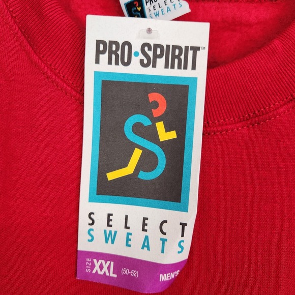 NWT VTG Deadstock PRO-SPIRIT Select Sweats USA Crewneck Sweatshirt Red SZ XXL - Picture 2 of 10